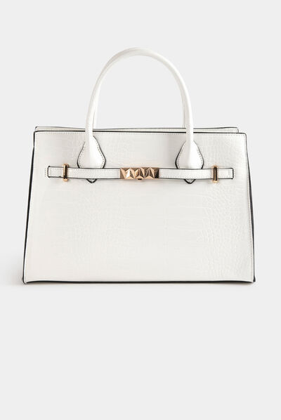 Sac aspect croco blanc femme