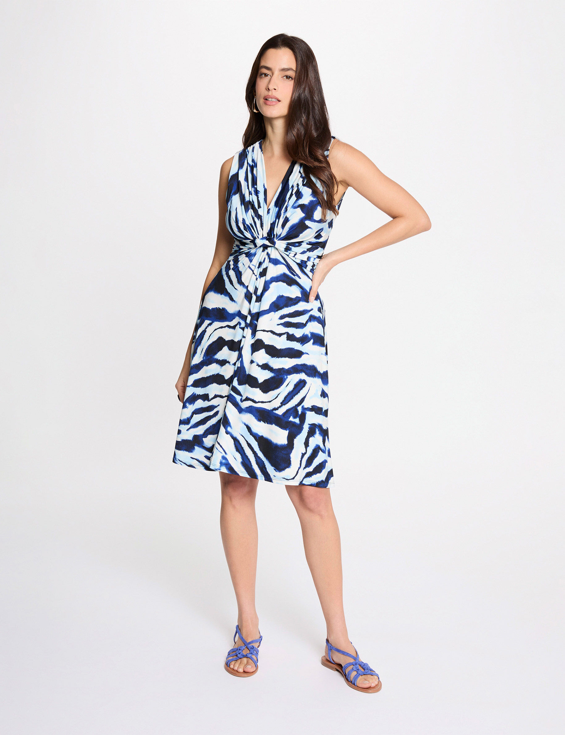 Robe courte col v femme - vue 1