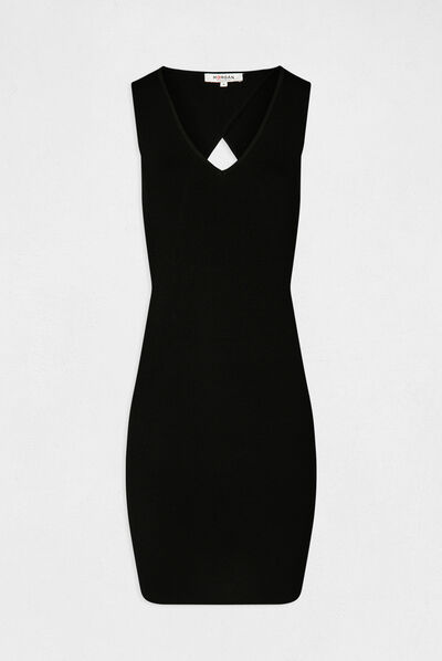 Robe pull ajustée avec ouverture noir femme