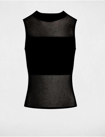 Pull sans manches noir femme