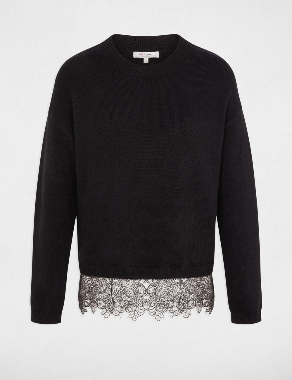 Pull col rond noir femme