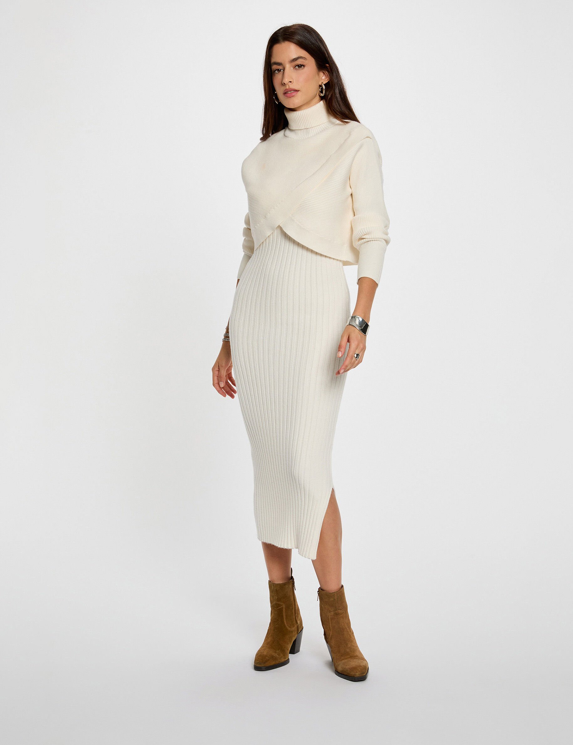Robe ajustée col roulé femme - vue 2