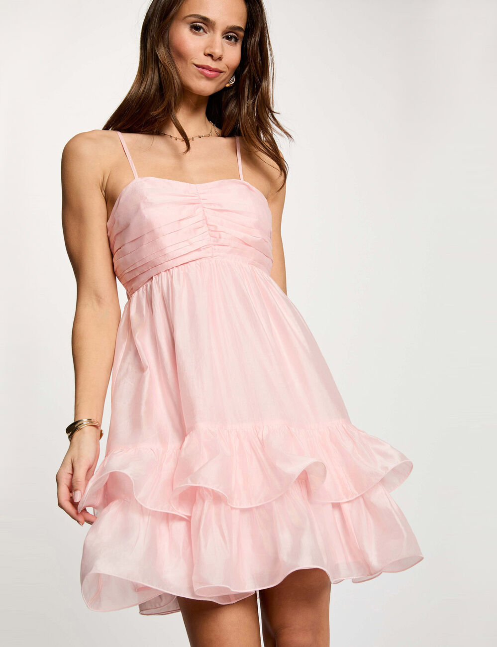 Robe courte en tulle rose pastel femme