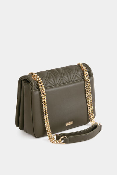 Sac pochette matelassé vert kaki femme