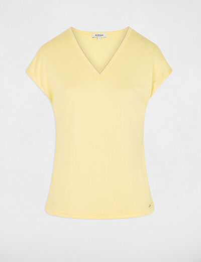 T-shirt manches courtes jaune clair femme