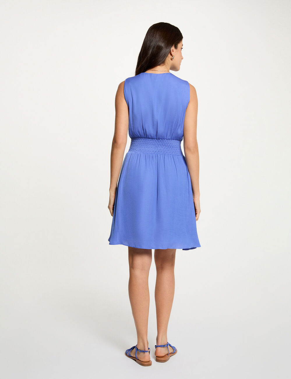 Robe courte cache coeur bleu lavande femme