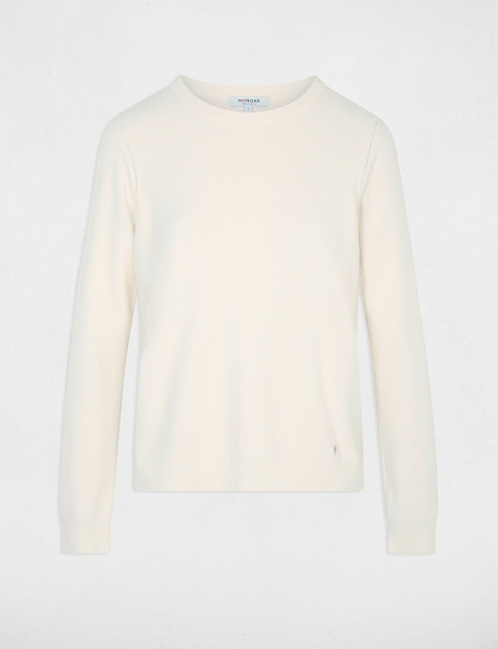 Pull maille relief ivoire femme
