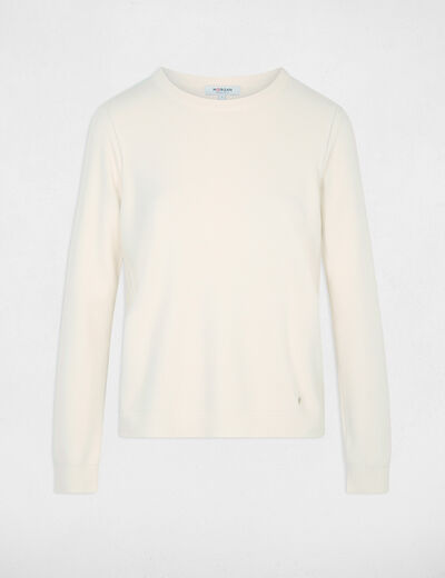 Pull maille relief ivoire femme