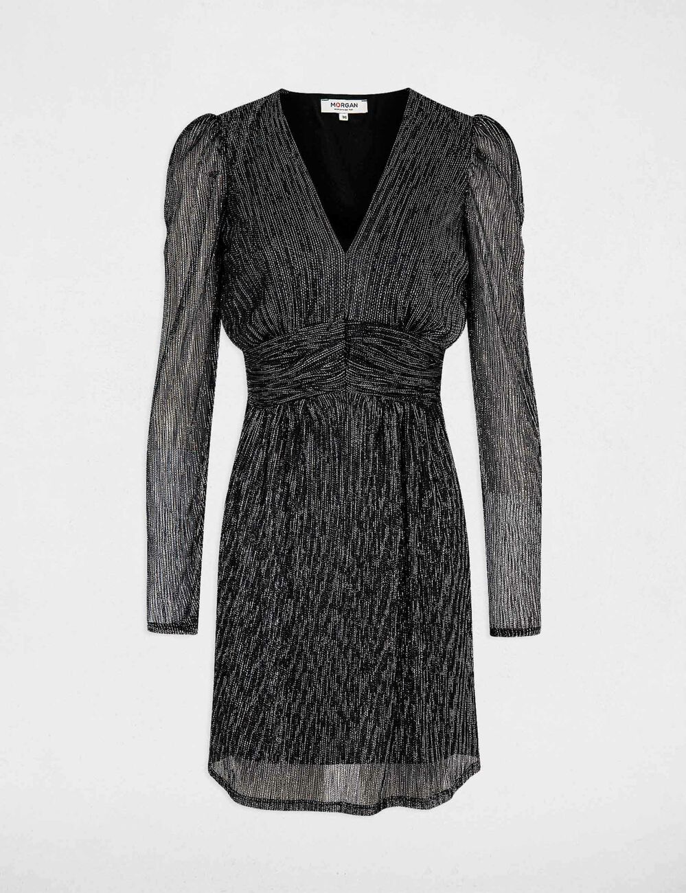 Robe cintrée avec fils métallisés argente femme