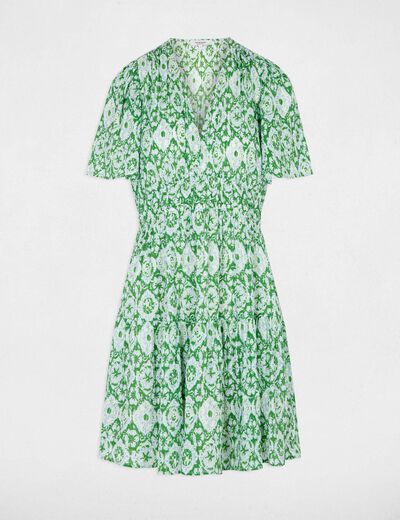 Robe courte col v multicolore femme