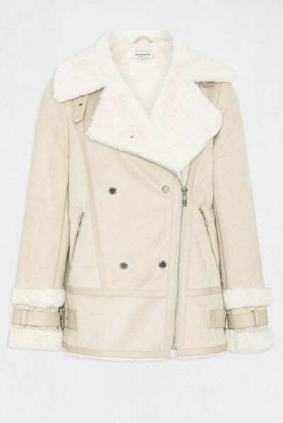 Blouson droit zippé beige femme