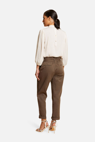 Blouse manches 3/4 satinée ecru moyen femme