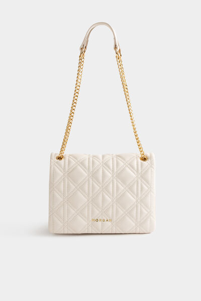 Sac pochette matelassé ivoire femme