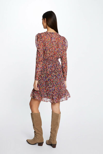 Robe droite fluide imprimé floral multico femme
