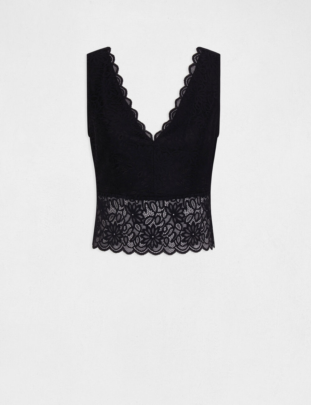 Débardeur bretelles larges à dentelle noir femme