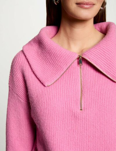 Pull col camionneur rose moyen femme