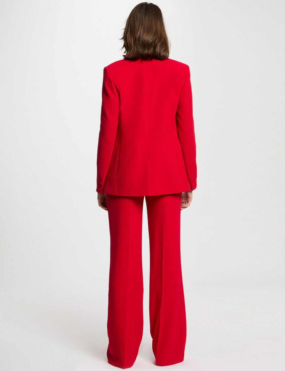 Blazer cintré boutonné rouge femme