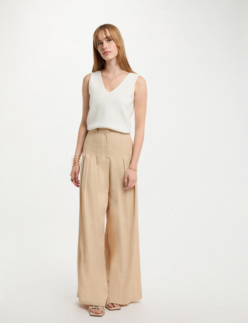 debardeur maille col en v blanc femme Débardeur maille col en V blanc femme