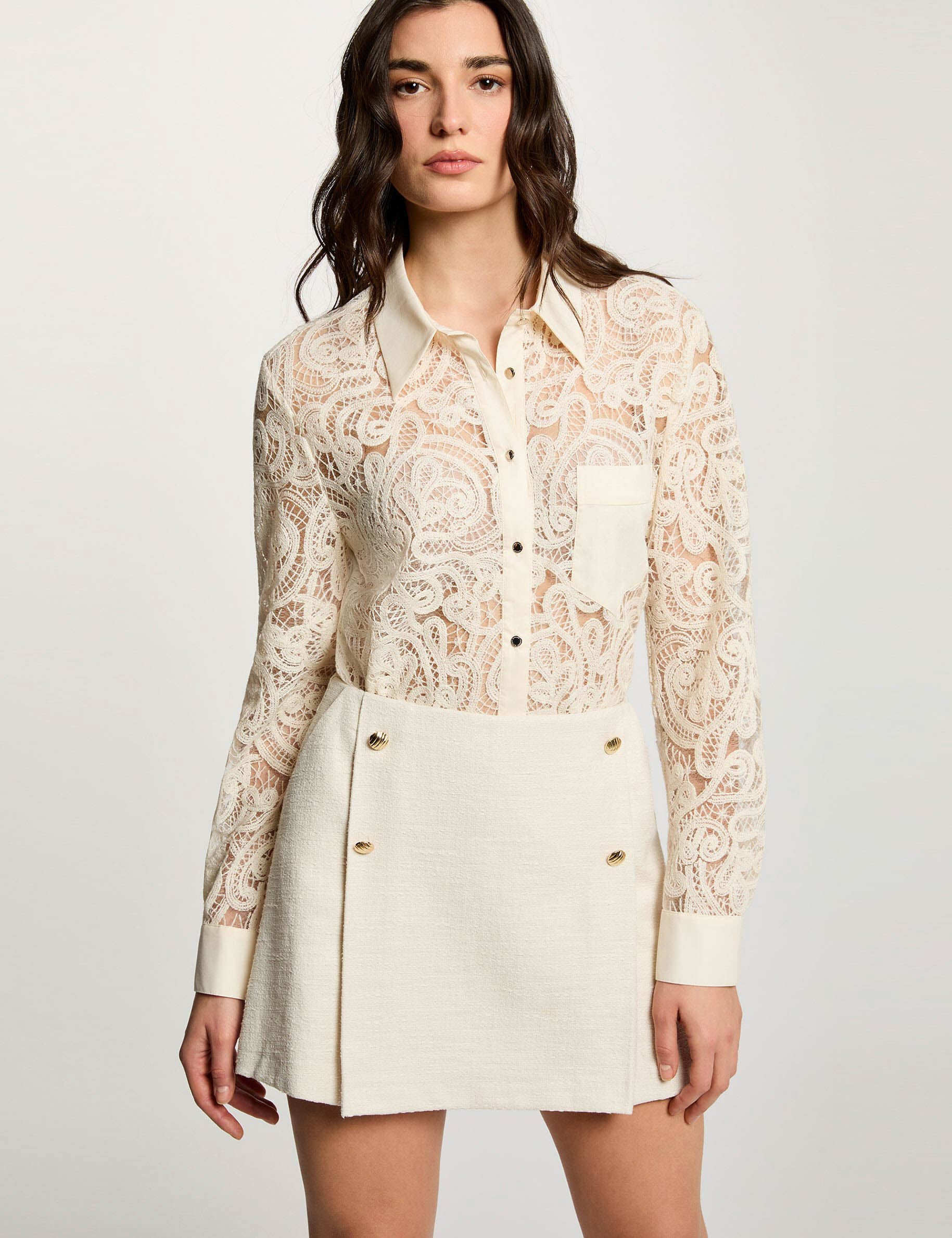 Jupe short tweed ajustée sable femme - vue 1