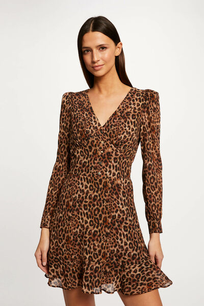 Robe cintrée imprimé léopard multico femme
