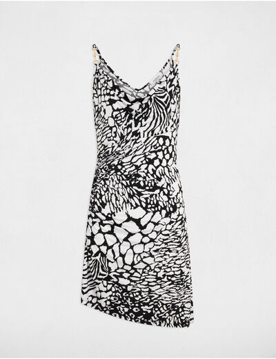 Robe courte ajustée imprimée multicolore femme