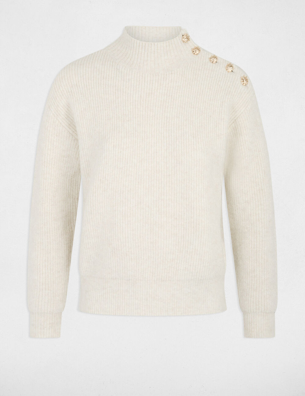 Pull col montant ivoire femme
