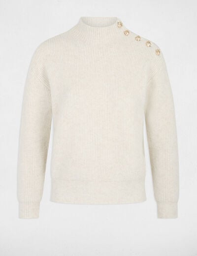 Pull col montant ivoire femme