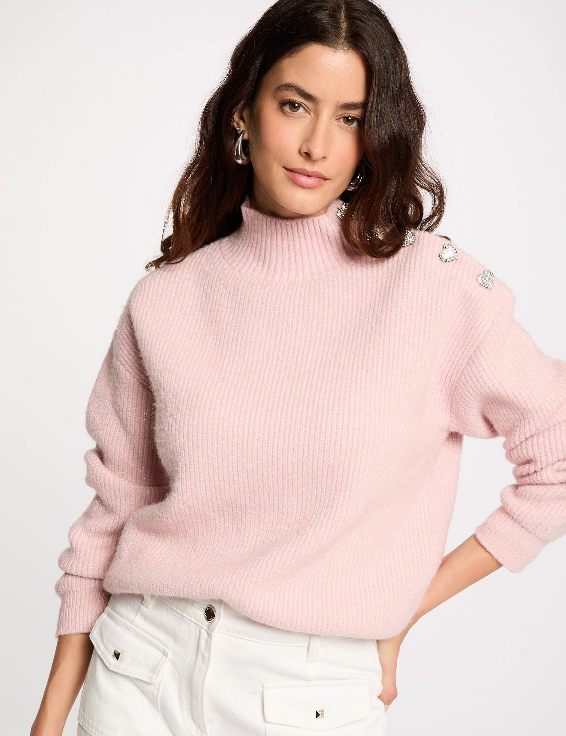Pull manches longues avec boutons femme