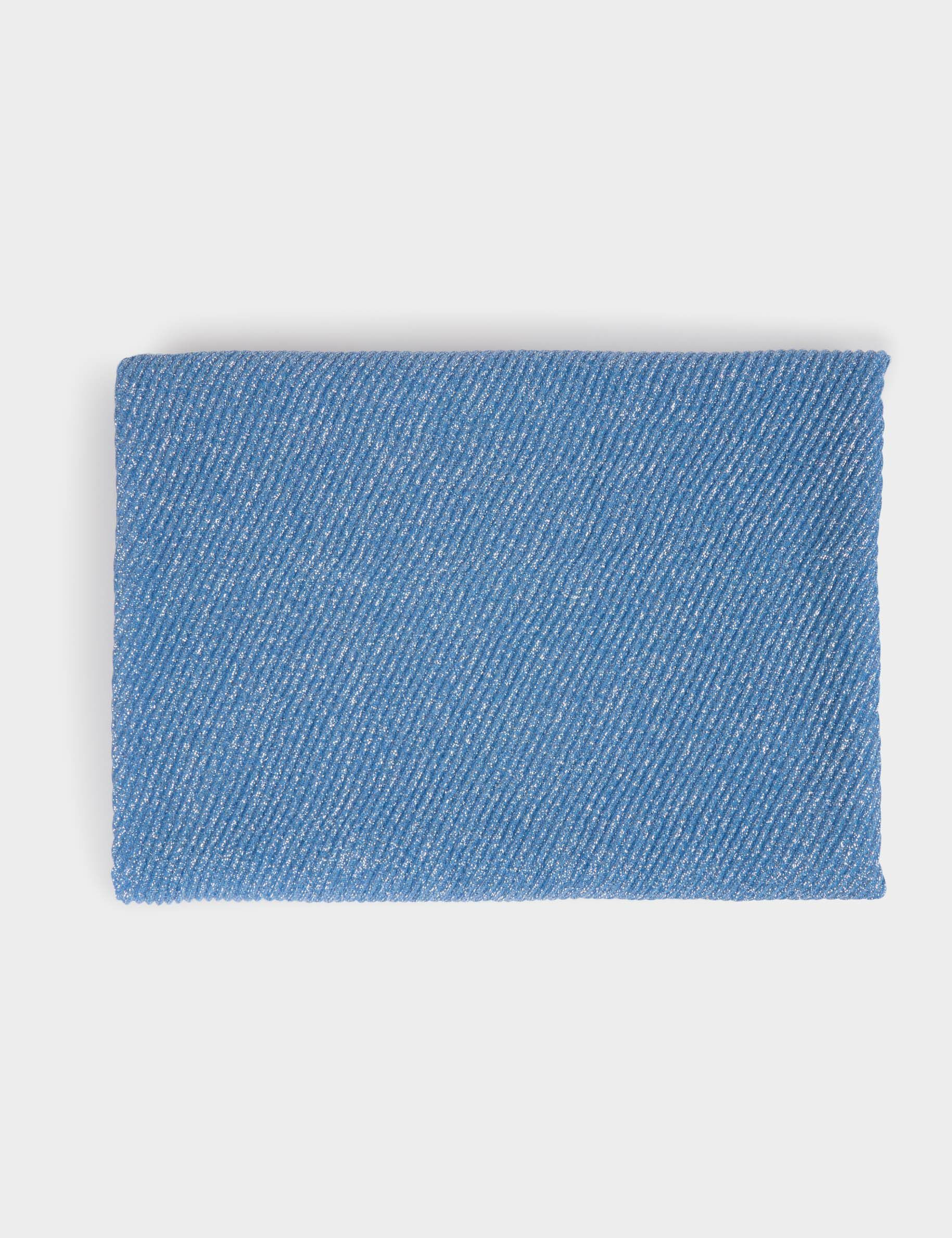 Foulard plissé fils métallisés bleu femme