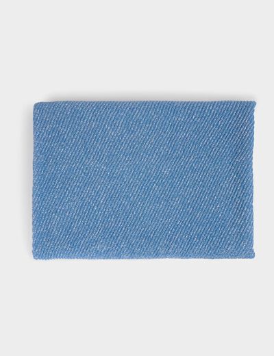 Foulard plissé fils métallisés bleu femme