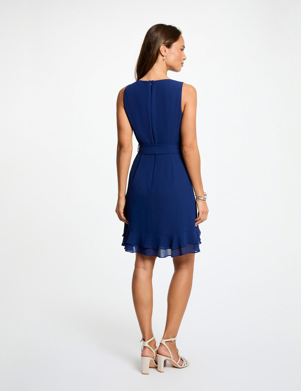 Robe courte portefeuille bleu marine femme