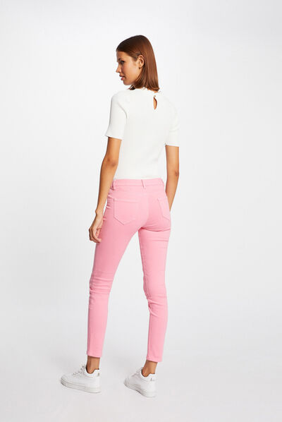 Jeans skinny taille basse rose moyen femme