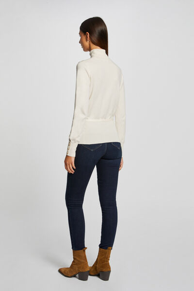 Pull manches longues avec ornement ivoire femme