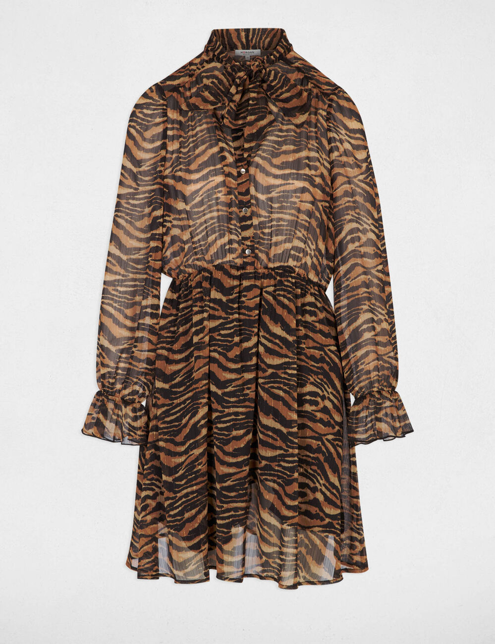 Robe voile col lavalli&egrave;re multicolore femme