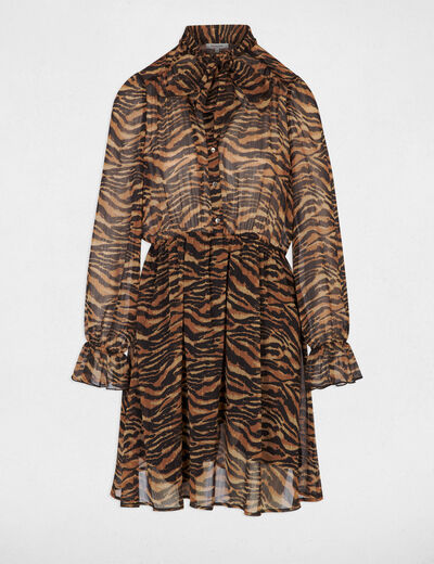 Robe voile col lavalli&egrave;re multicolore femme