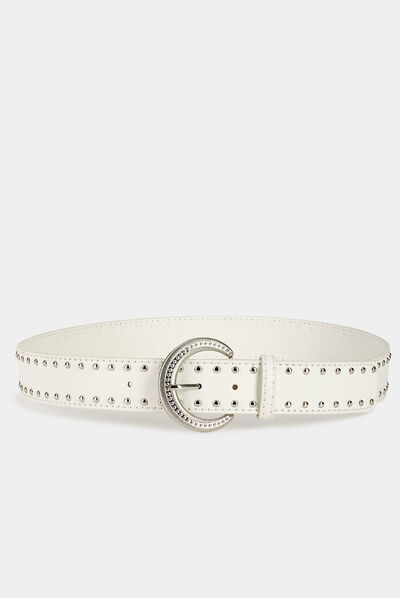 Ceinture avec clous blanc femme