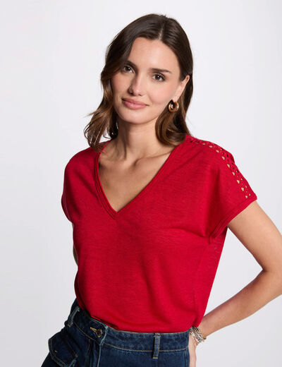 T-shirt manches courtes rouge femme