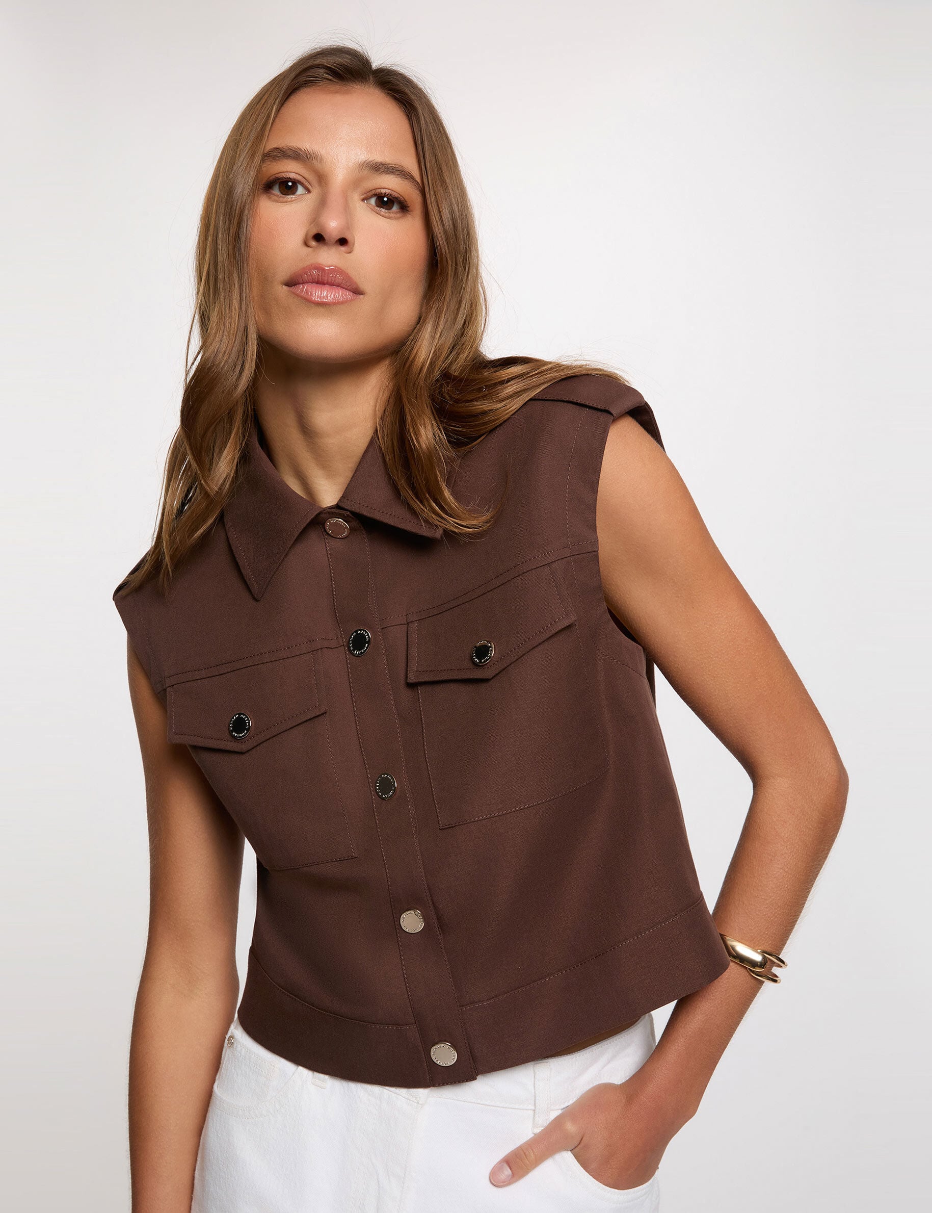 Veste courte sans manches femme