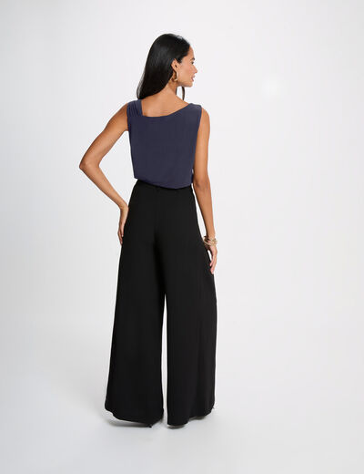 T-shirt asym&eacute;trique avec bijou bleu marine femme