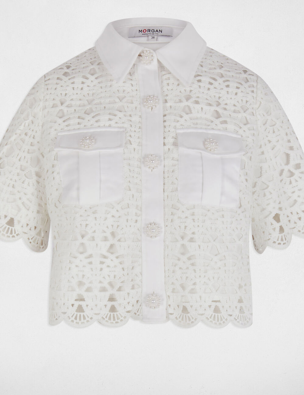 Chemise manches courtes blanc femme