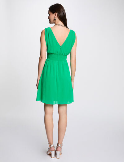 Robe courte évasée fluide vert émeraude femme