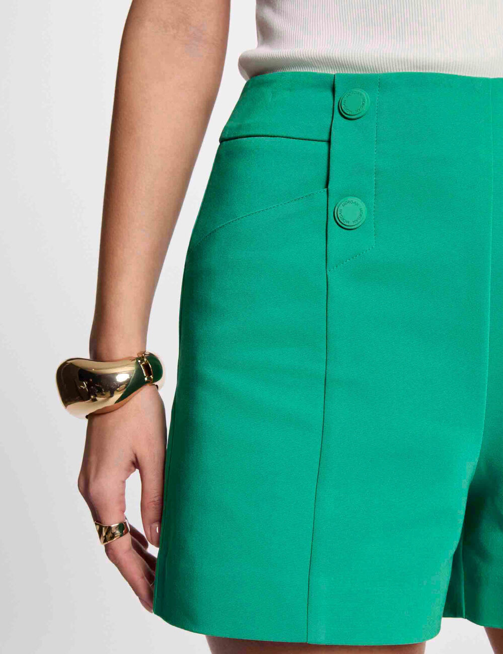 Short droit à pinces vert émeraude femme
