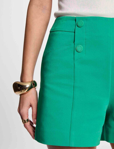 Short droit à pinces vert émeraude femme