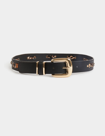 Ceinture large similicuir noir femme