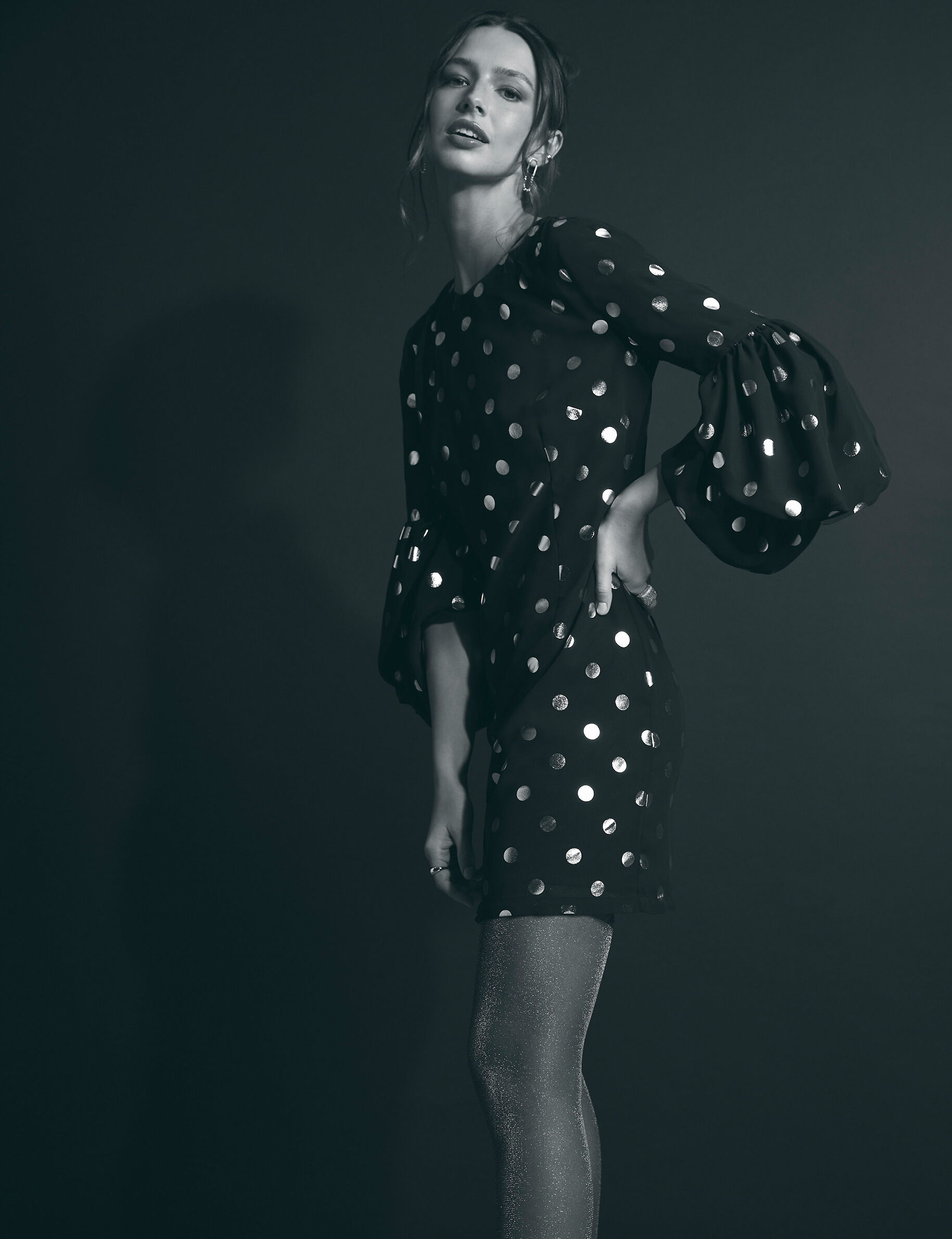 Robe courte cintrée à pois femme - vue 1