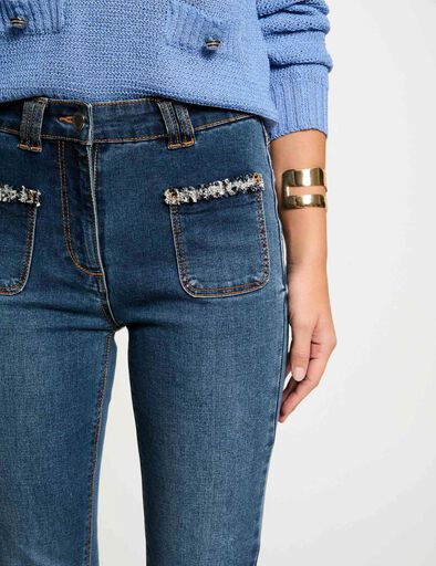 jeans bootcut details franges denim stone femme Jeans bootcut détails franges denim stone femme