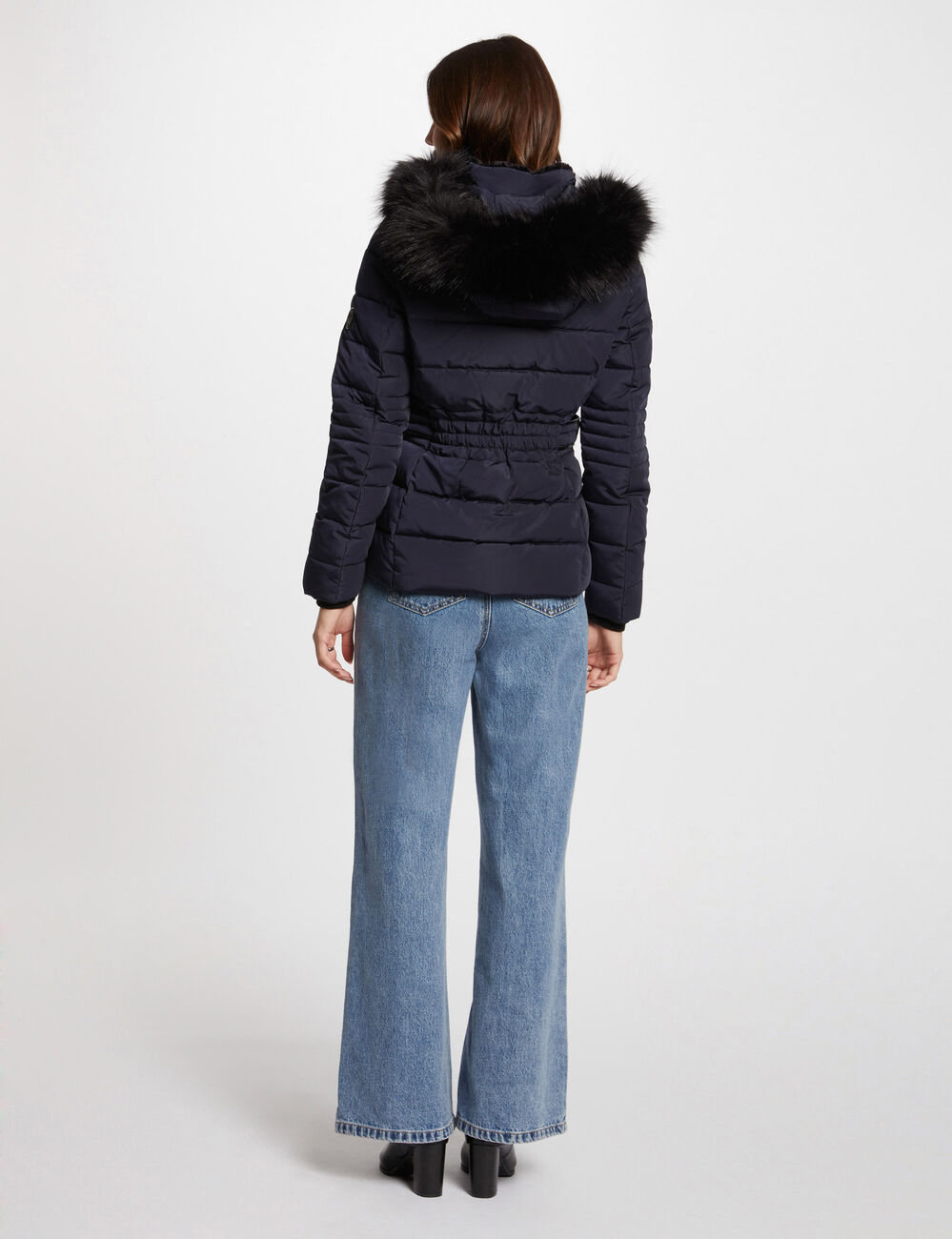 Doudoune zipp&eacute;e &agrave; capuche marine femme