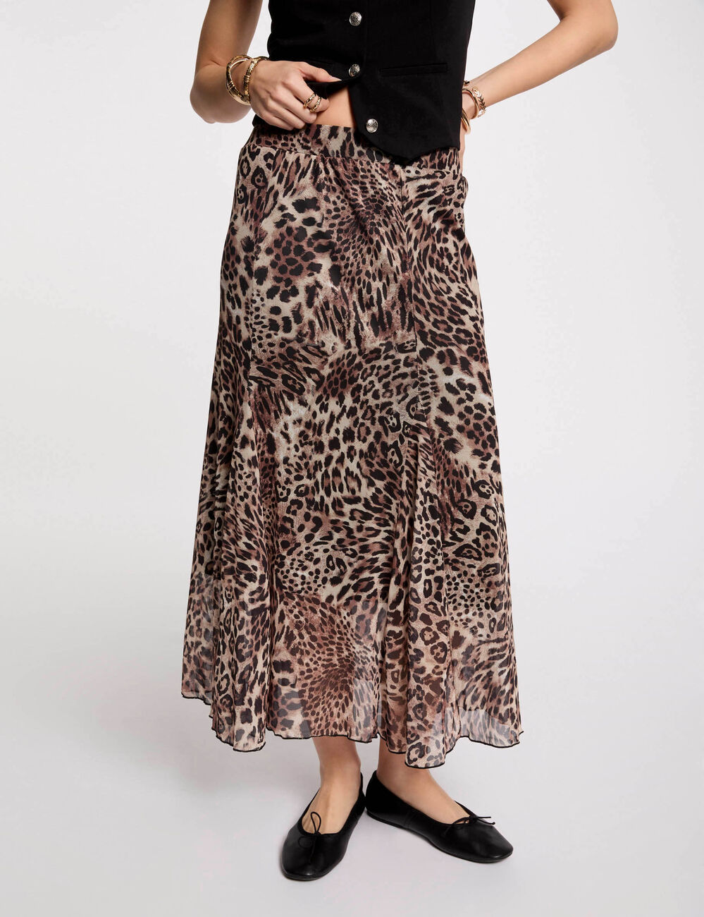 Jupe longue imprimée multicolore femme