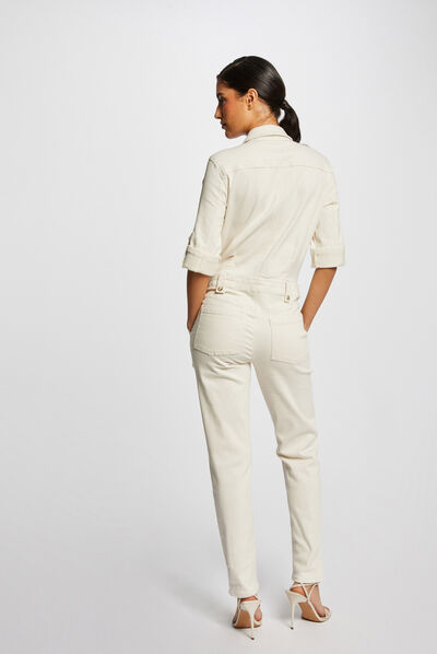 Combinaison droite boutonnée ecru moyen femme