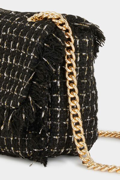 Sac pochette avec franges noir femme